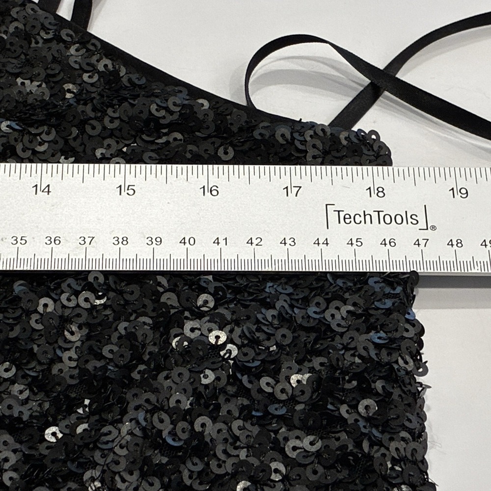 BARDOT Black Sequin Cocktail Glam Cami Sleeveless Top Size 10/L Party Event - Picture 9 of 11